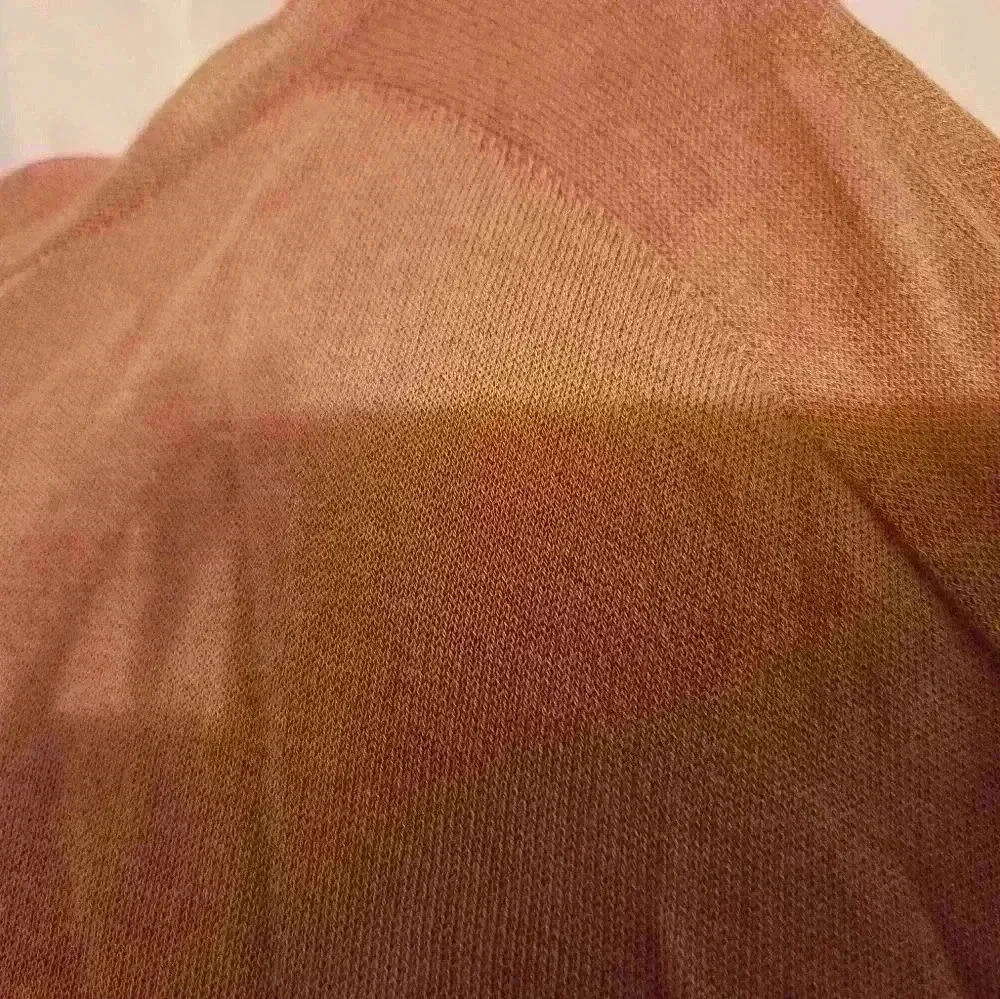 EILEEN FISHER lyocell mock brown tan beige Pullover Sweater long bell sleeve - Picture 7 of 10